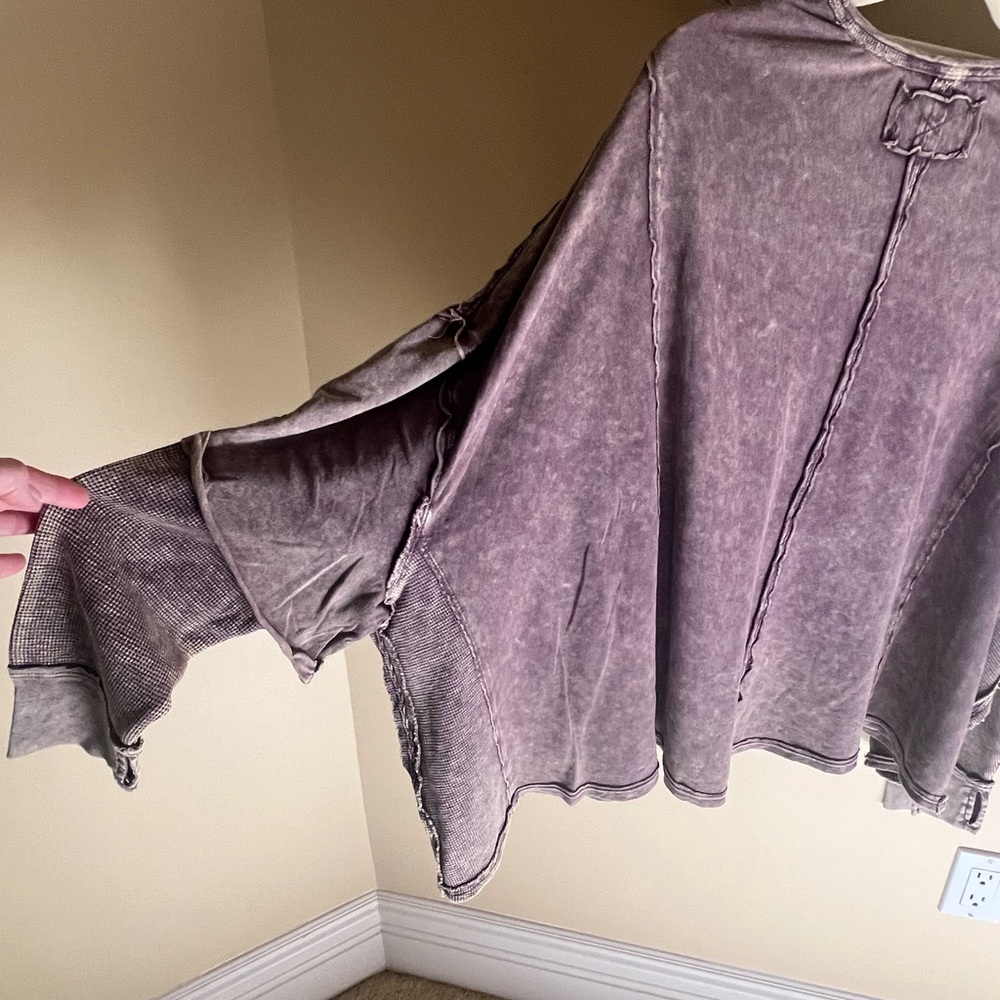 We the Free People Wine Purple & SOFT BROWN ACID wash Sleeve Seamed Boxy - Picture 5 of 17